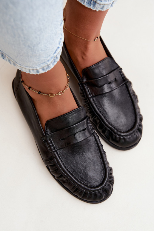 Mocassini da donna con rouches color nero Sabley