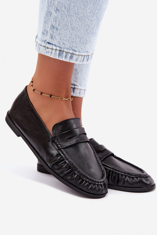 Mocassini da donna con rouches color nero Sabley