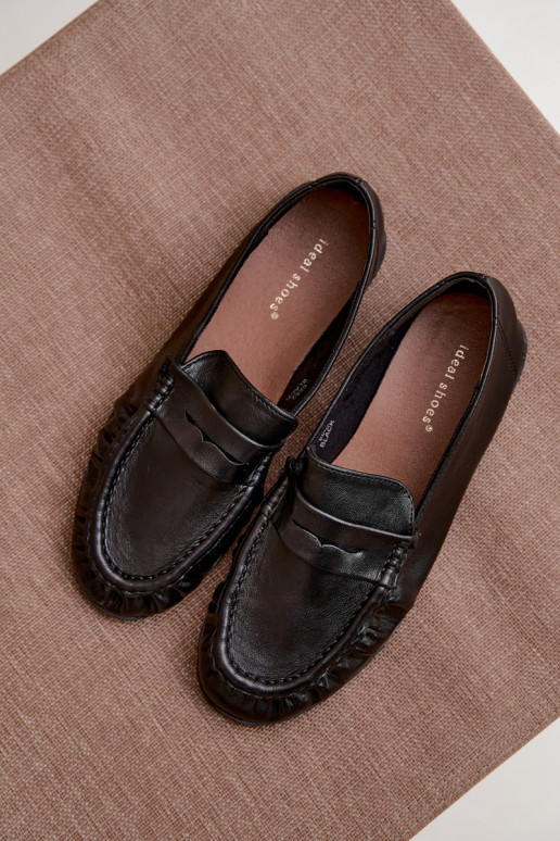 Mocassini da donna con rouches color nero Sabley