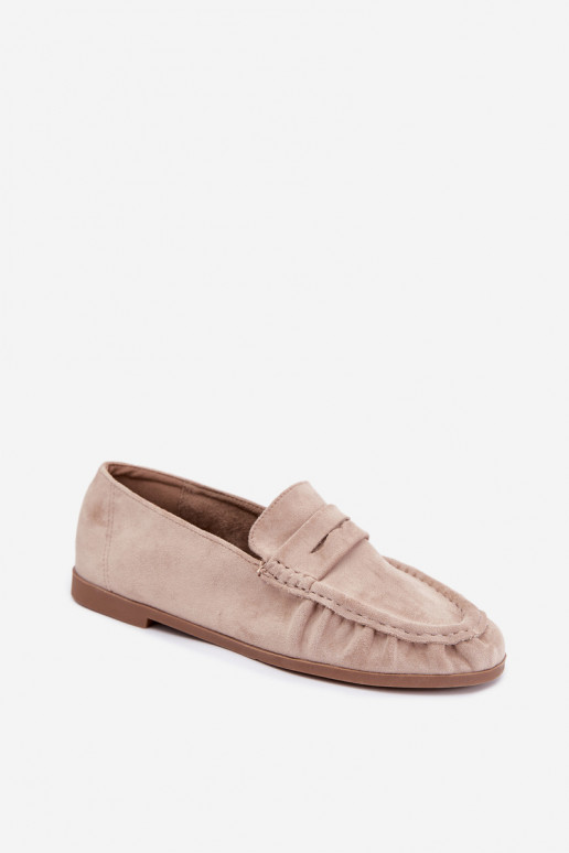 Mocassini da donna con rouches in suede sintetico color sabbia Sabley