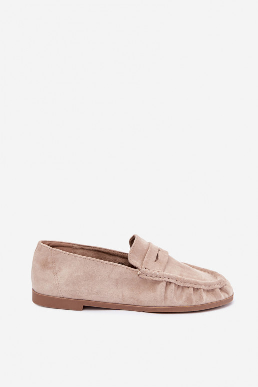 Mocassini da donna con rouches in suede sintetico color sabbia Sabley