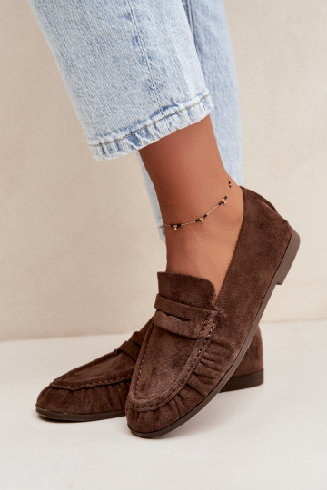 Mocassini da donna con rouches in suede sintetico color marrone Sabley 2