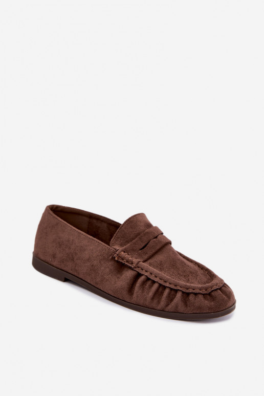 Mocassini da donna con rouches in suede sintetico color marrone Sabley