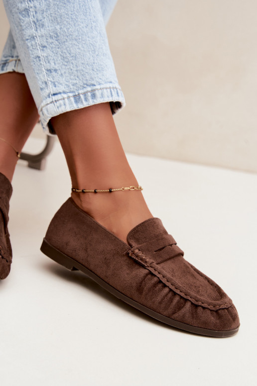 Mocassini da donna con rouches in suede sintetico color marrone Sabley