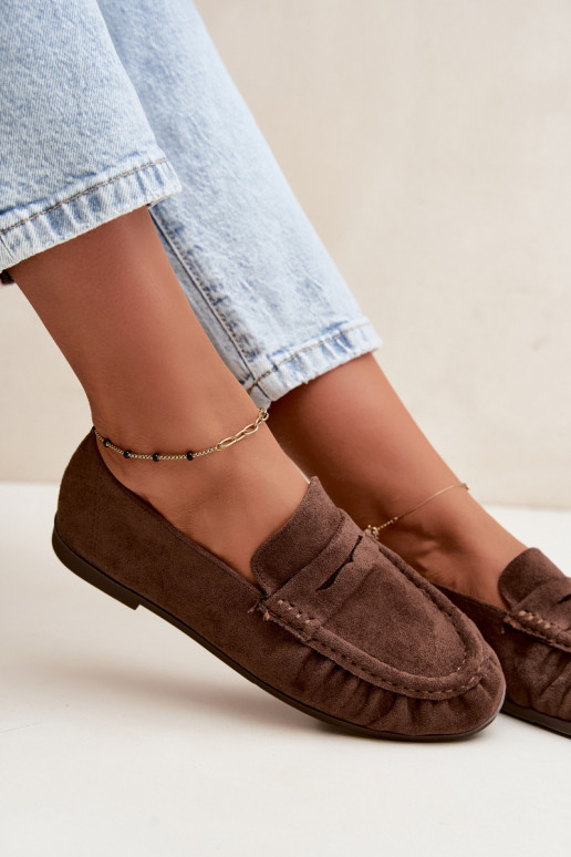 Mocassini da donna con rouches in suede sintetico color marrone Sabley