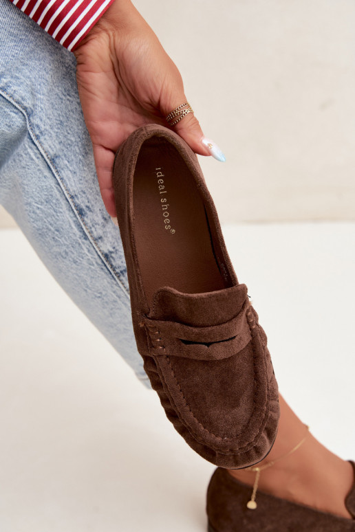 Mocassini da donna con rouches in suede sintetico color marrone Sabley