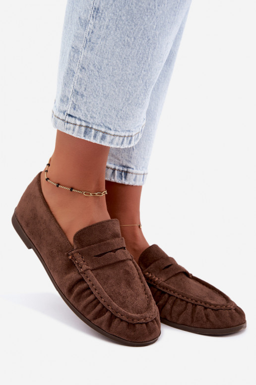 Mocassini da donna con rouches in suede sintetico color marrone Sabley