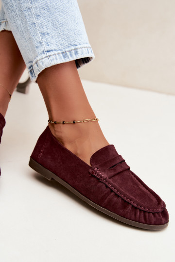 Mocassini da donna con rouches in suede sintetico color bordeaux Sabley 2