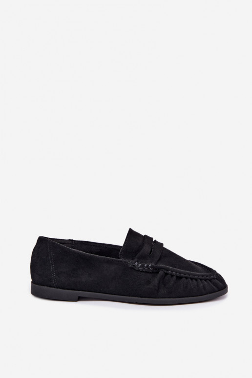 Mocassini da donna con rouches in suede sintetico color nero Sabley