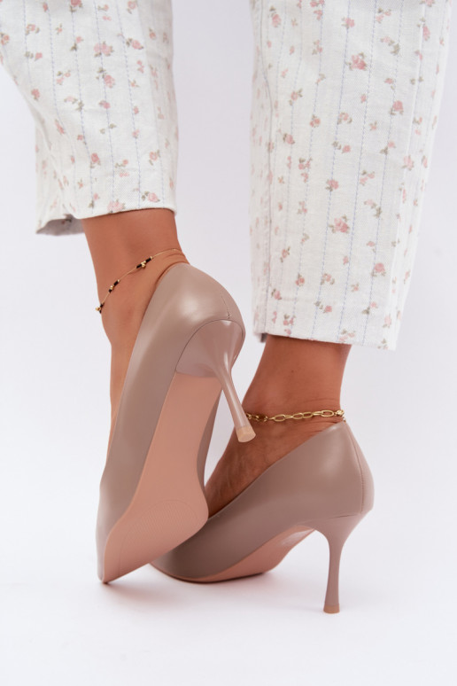Décolleté classiche khaki in ecopelle Nesha