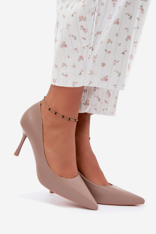 Décolleté classiche khaki in ecopelle Nesha