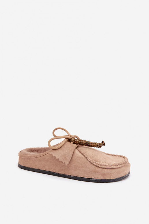 pantofole da donna Mule con pelliccia color sabbia Melia