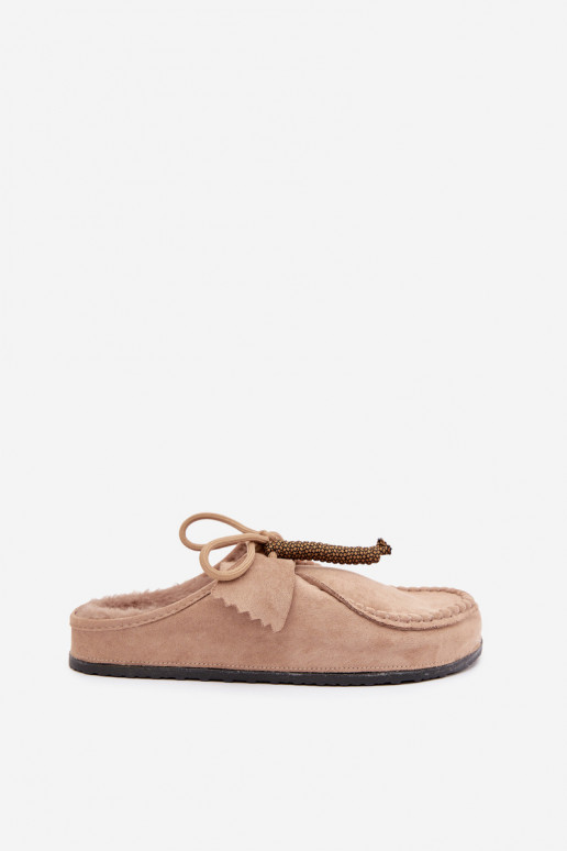 pantofole da donna Mule con pelliccia color sabbia Melia