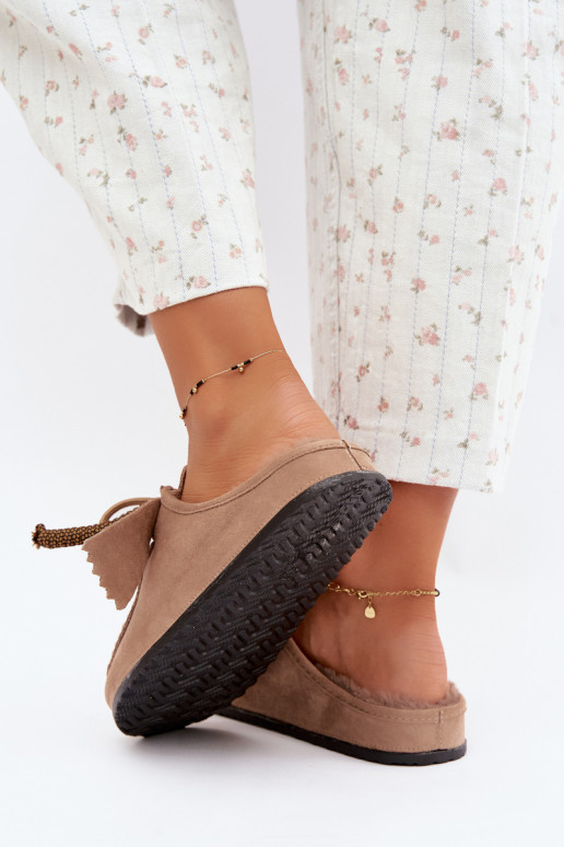 pantofole da donna Mule con pelliccia color sabbia Melia