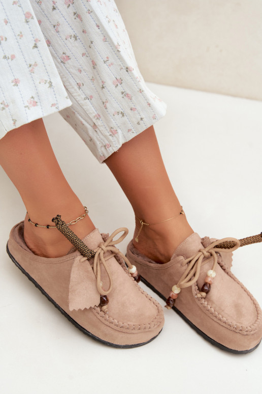 pantofole da donna Mule con pelliccia color sabbia Melia