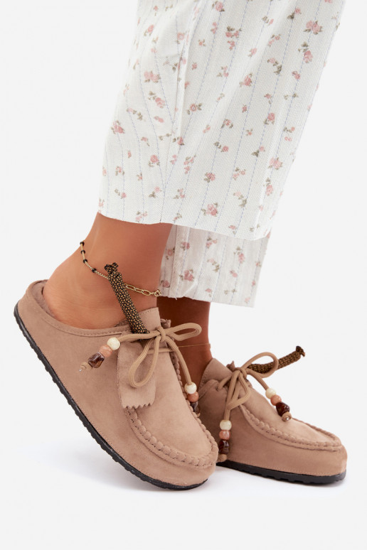 pantofole da donna Mule con pelliccia color sabbia Melia