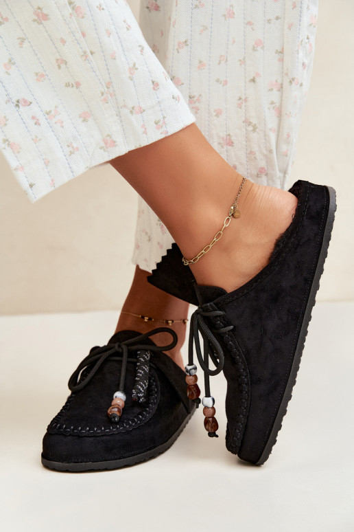 pantofole da donna Mule con pelliccia nere Melia