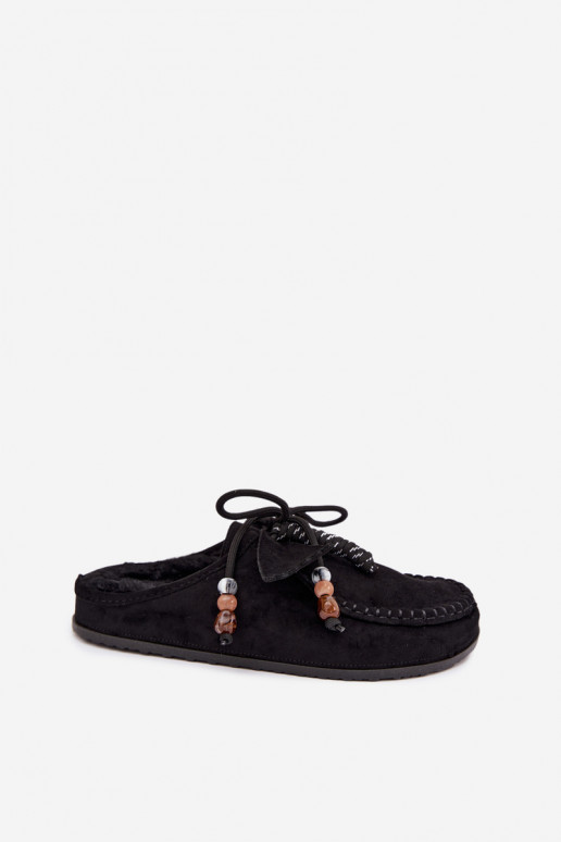 pantofole da donna Mule con pelliccia nere Melia