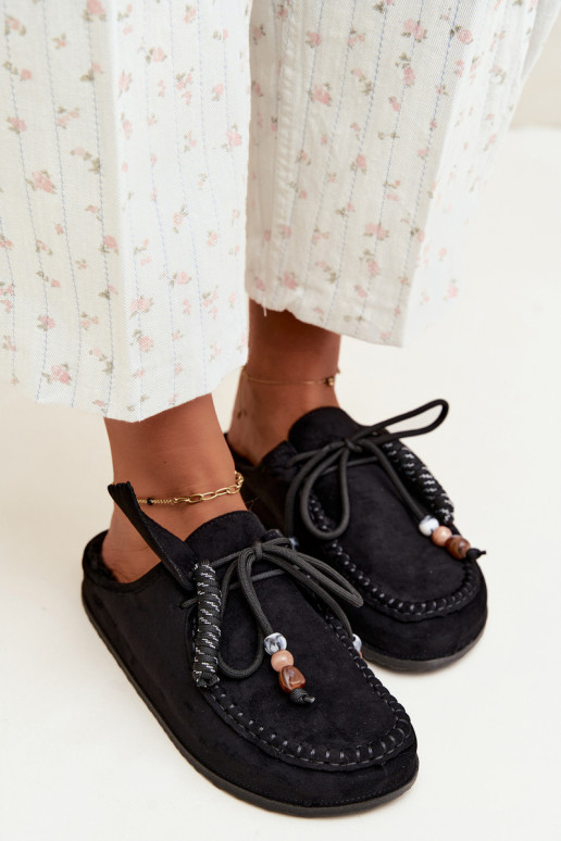 pantofole da donna Mule con pelliccia nere Melia