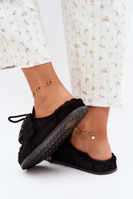 pantofole da donna Mule con pelliccia nere Melia