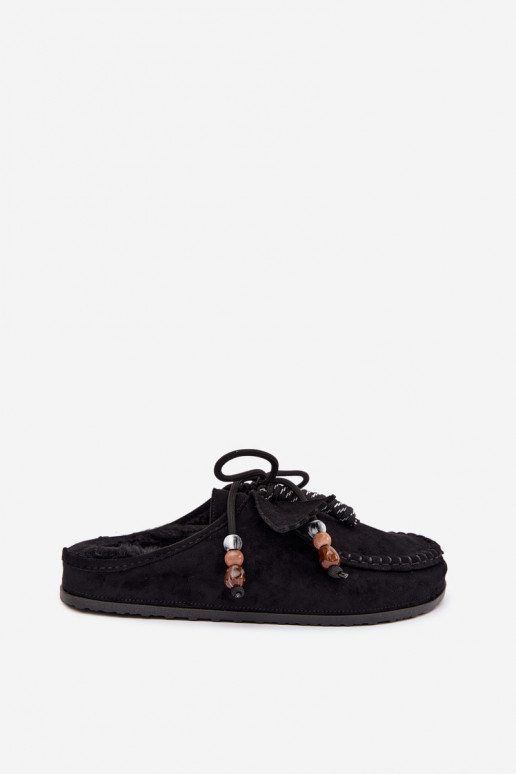 pantofole da donna Mule con pelliccia nere Melia