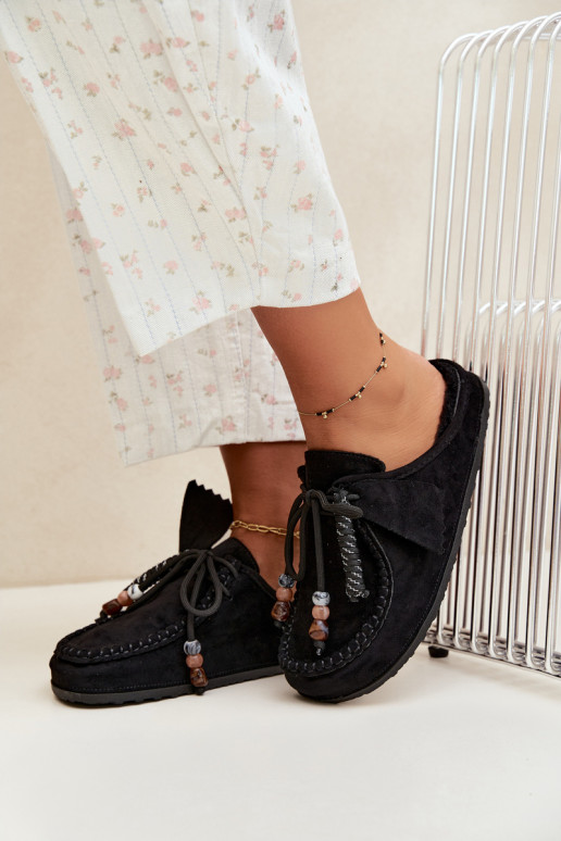 pantofole da donna Mule con pelliccia nere Melia