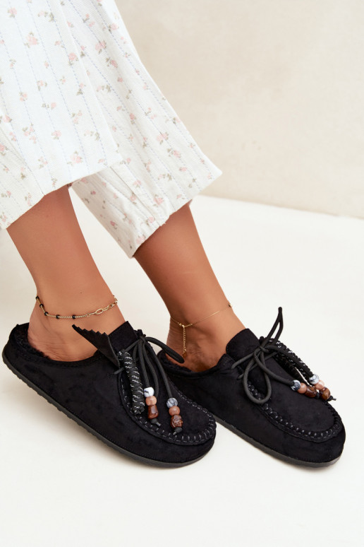 pantofole da donna Mule con pelliccia nere Melia