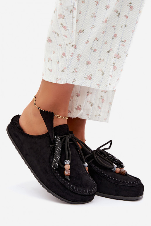 pantofole da donna Mule con pelliccia nere Melia
