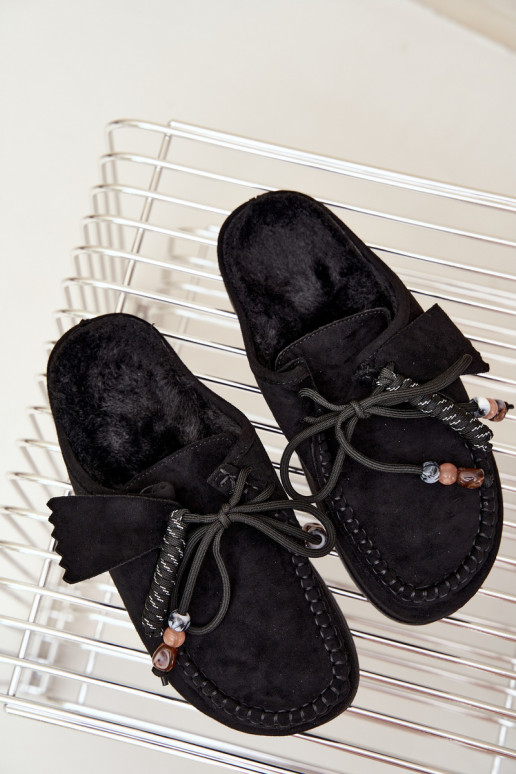 pantofole da donna Mule con pelliccia nere Melia