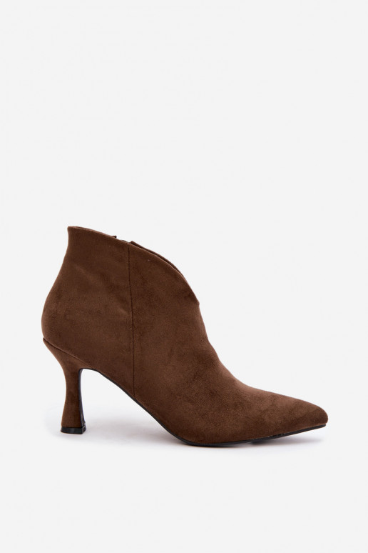 Stivaletti da donna con tacco sottile e punta affusolata in colore khaki Bessia