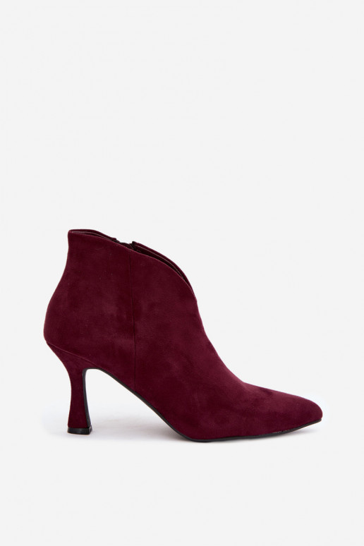 Stivaletti da donna con tacco sottile e punta affusolata in colore bordeaux Bessia