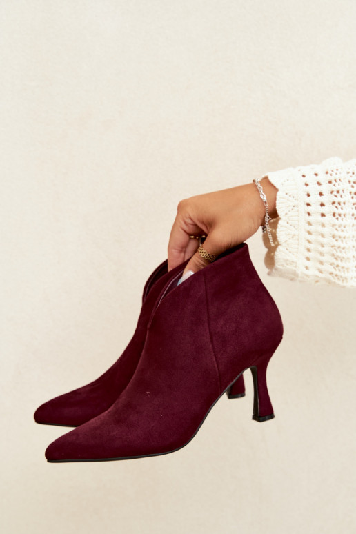 Stivaletti da donna con tacco sottile e punta affusolata in colore bordeaux Bessia