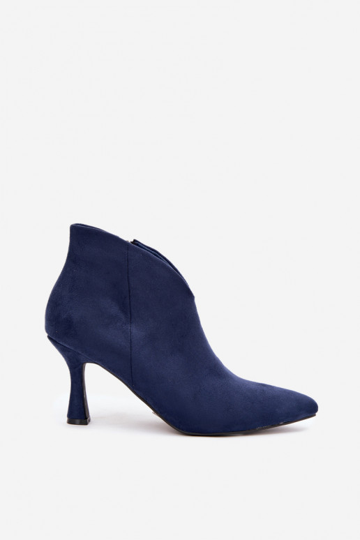 Stivaletti da donna con tacco sottile e punta affusolata in colore blu scuro Bessia