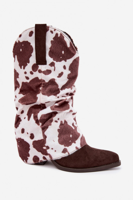 Stivaletti in stile cowboy con alti e tacchi curvi color marrone Havie