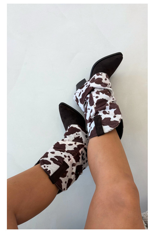 Stivaletti in stile cowboy con alti e tacchi curvi color marrone Havie
