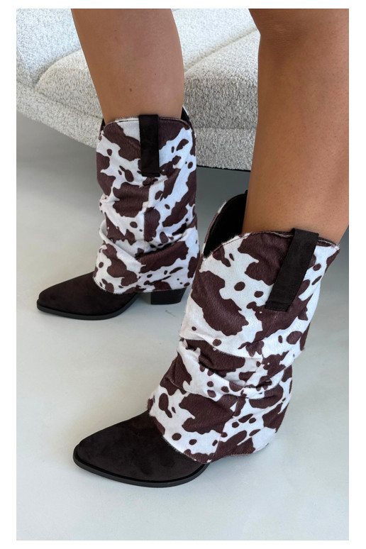 Stivaletti in stile cowboy con alti e tacchi curvi color marrone Havie