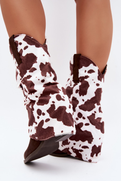 Stivaletti in stile cowboy con alti e tacchi curvi color marrone Havie