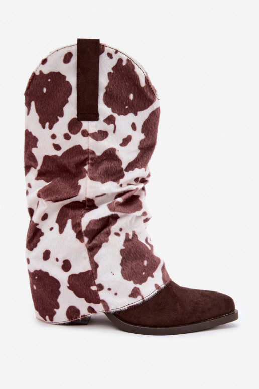 Stivaletti in stile cowboy con alti e tacchi curvi color marrone Havie