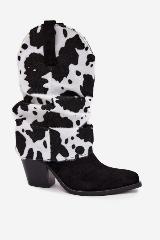 Stivaletti in stile cowboy con alti e tacchi curvi color nero Havie