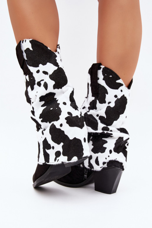 Stivaletti in stile cowboy con alti e tacchi curvi color nero Havie