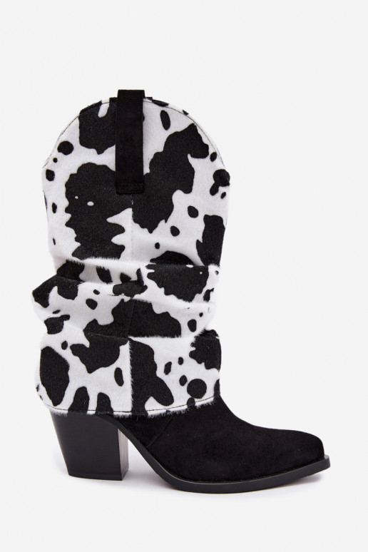 Stivaletti in stile cowboy con alti e tacchi curvi color nero Havie