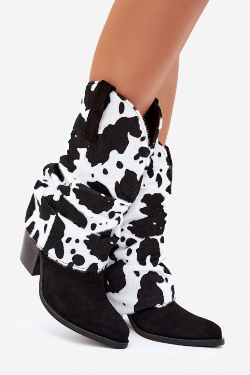 Stivaletti in stile cowboy con alti e tacchi curvi color nero Havie