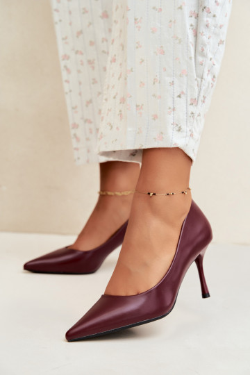 Scarpe con tacco classiche in pelle sintetica, bordeaux Nesha 2