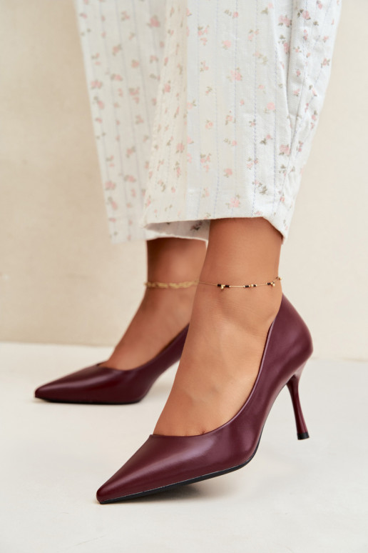 Scarpe con tacco classiche in pelle sintetica, bordeaux Nesha