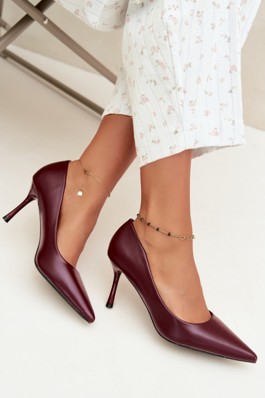 Scarpe con tacco classiche in pelle sintetica, bordeaux Nesha
