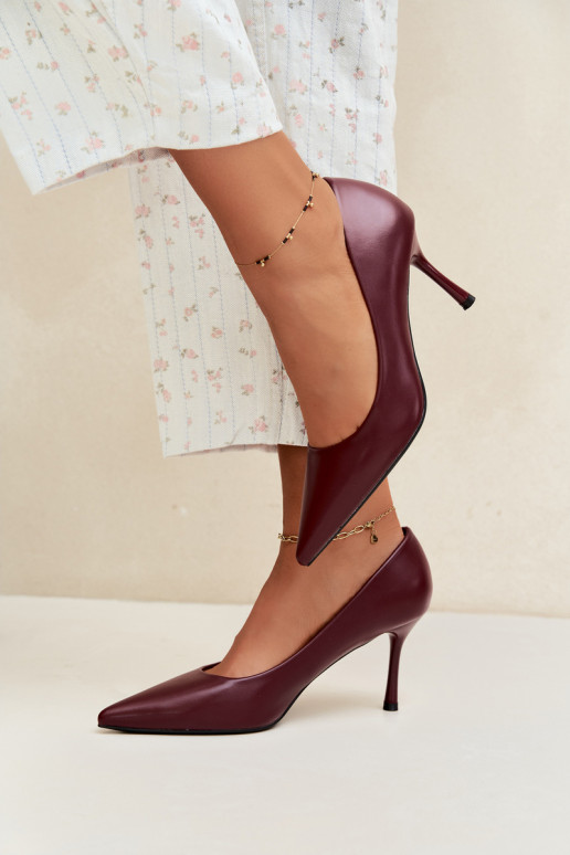 Scarpe con tacco classiche in pelle sintetica, bordeaux Nesha