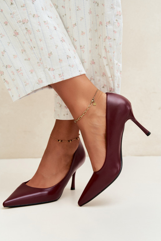 Scarpe con tacco classiche in pelle sintetica, bordeaux Nesha