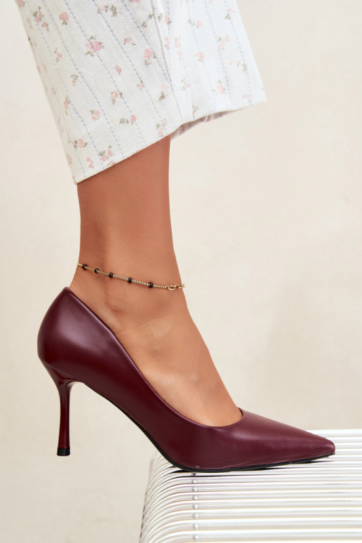 Scarpe con tacco classiche in pelle sintetica, bordeaux Nesha