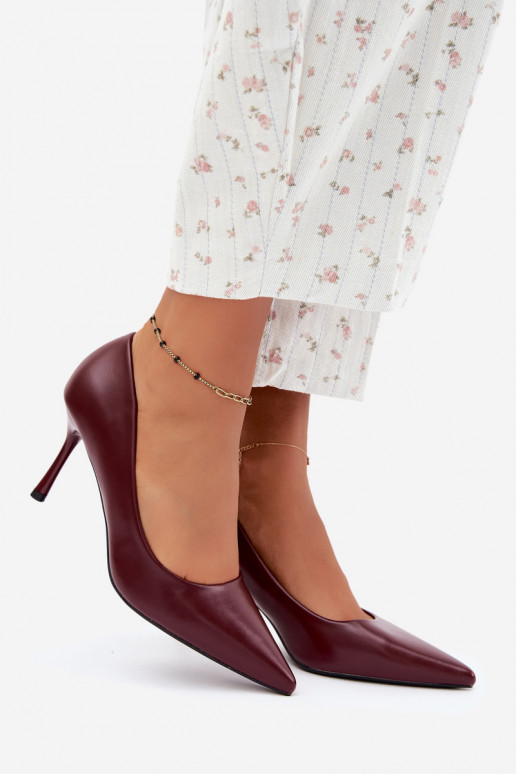 Scarpe con tacco classiche in pelle sintetica, bordeaux Nesha