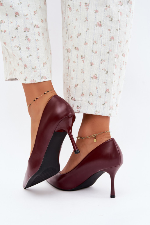 Scarpe con tacco classiche in pelle sintetica, bordeaux Nesha